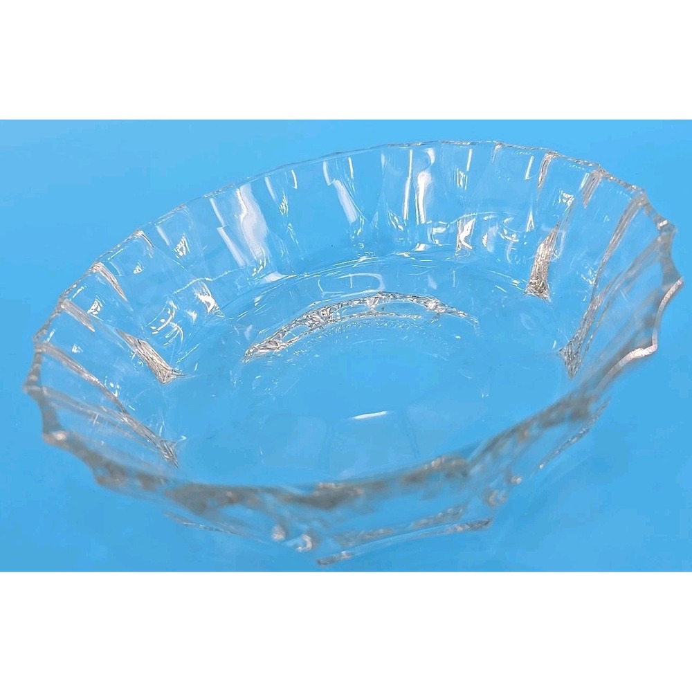 Vintage Lead Crystal Bowl 8"D x 2"H Very Small Chips - Thick 2.5 Lbs